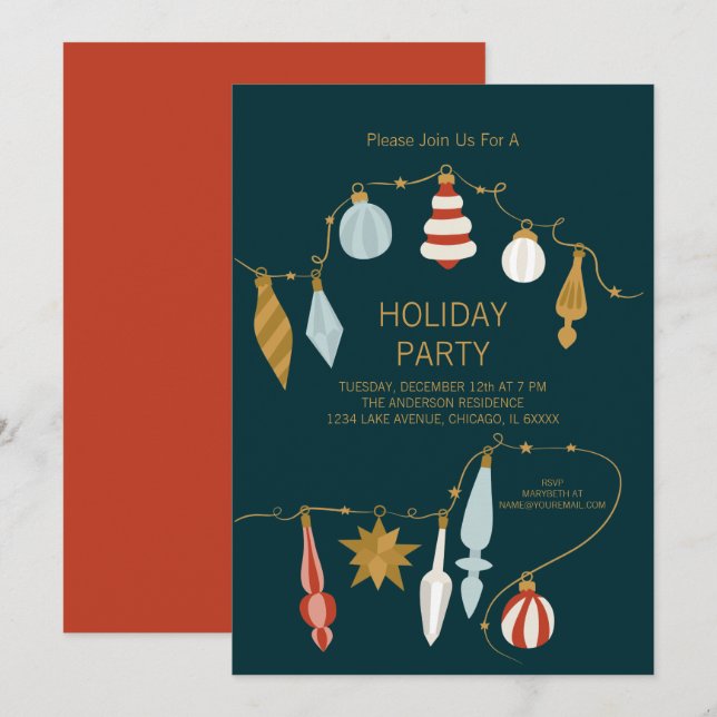 Christmas Ornaments Holiday Party Invitation (Front/Back)