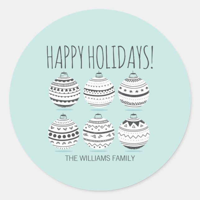 Christmas Ornaments Holiday Stickers (Front)