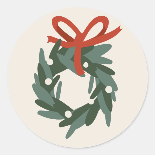 Christmas Ornaments Holiday Wreath Classic Round Sticker (Front)