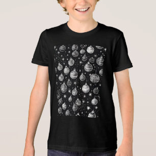 Christmas Ornaments In Black & White Line Art Tri-Blend Shirt