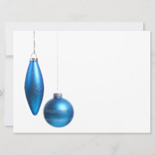 Christmas Ornaments in Bright Teal Blue - Holiday Invitation