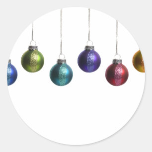 Christmas Ornaments in Teal Purple Red Green Gold Classic Round Sticker