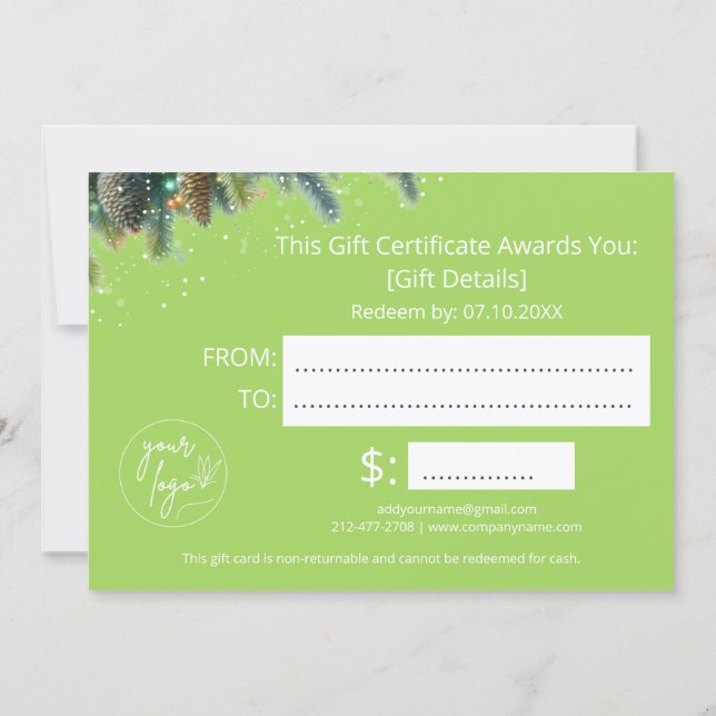 Christmas Ornaments Logo Gift Certificate (Back)