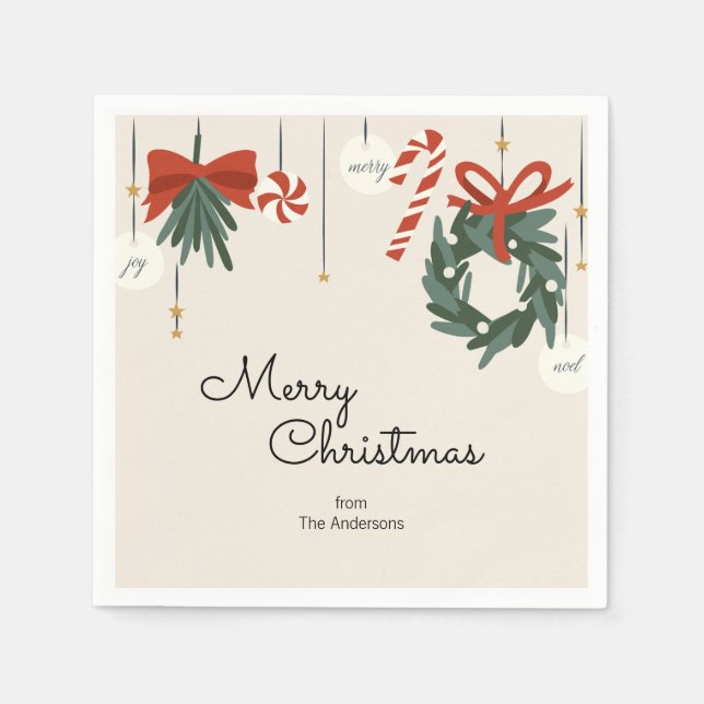 Christmas Ornaments Merry Christmas Holiday Napkin (Front)