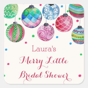Christmas Ornaments Merry Little Bridal Shower Square Sticker