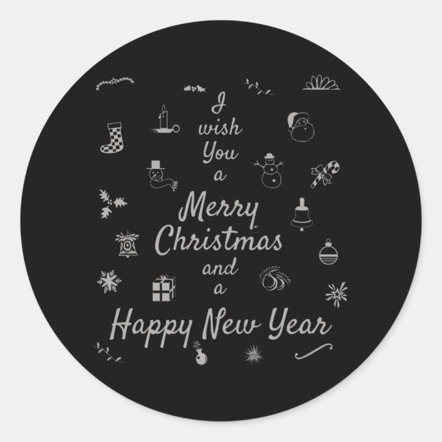 Christmas ornaments Merry Xmas Happy New Year Classic Round Sticker (Front)