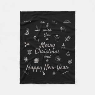 Christmas Ornaments Merry Xmas Happy New Year Fleece Blanket