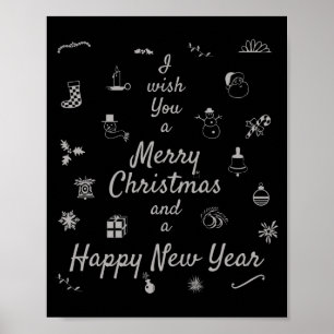 Christmas Ornaments Merry Xmas Happy New Year  Poster