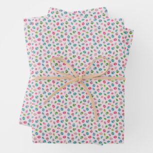 Christmas Ornaments on Pink Retro Inspired Wrapping Paper Sheet