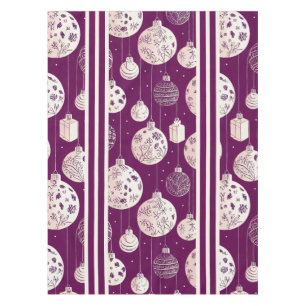 Christmas Ornaments on Plum Tablecloth