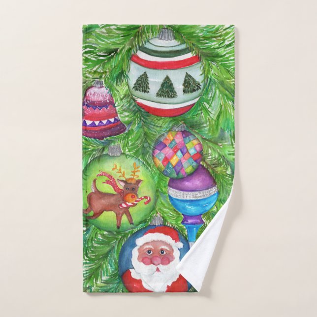 Christmas Ornaments on Tree Hand Towel (Hand Towel)