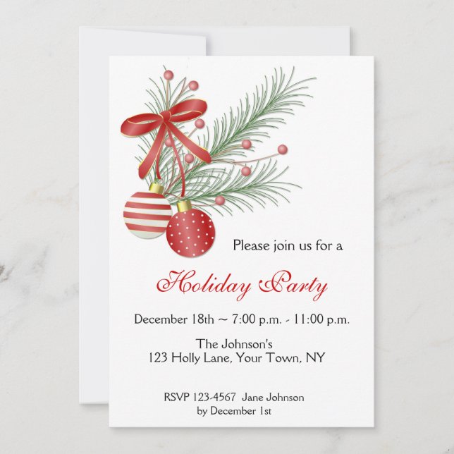 Christmas Ornaments Party Invitation (Front)