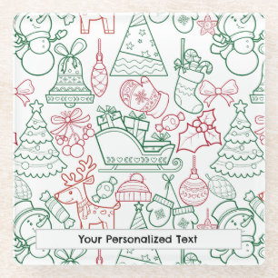 Christmas Ornaments Pattern 02 Glass Coaster