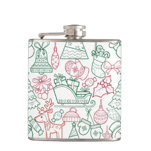 Christmas Ornaments Pattern 02 Hip Flask