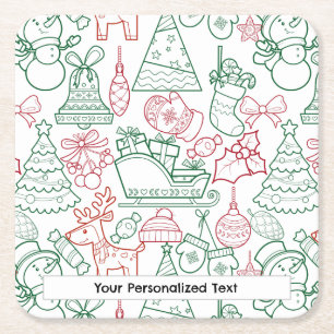Christmas Ornaments Pattern 02 Square Paper Coaster