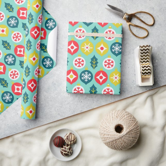 Christmas Ornaments Pattern Holiday Gift Wrapping Paper (Crafts)