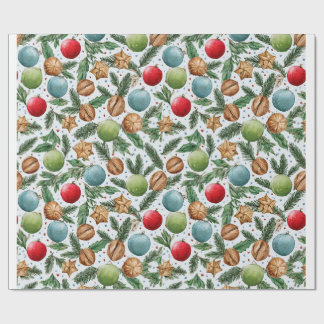 Christmas Ornaments & Pine Pattern Wrapping Paper