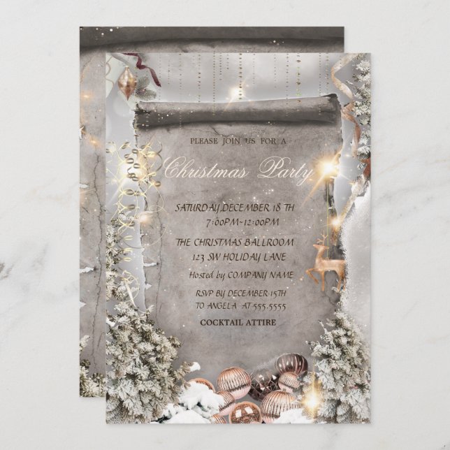 Christmas Ornaments,Pine Tree Christmas Company Invitation (Front/Back)