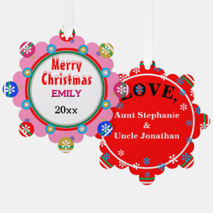 Christmas Ornaments Pink Red GIRL'S NAME