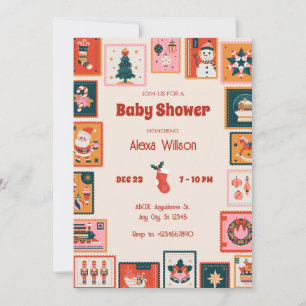 Christmas ornaments postage stmap baby shower invitation