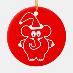 Christmas ornaments: Red Elephant Ceramic Tree Decoration