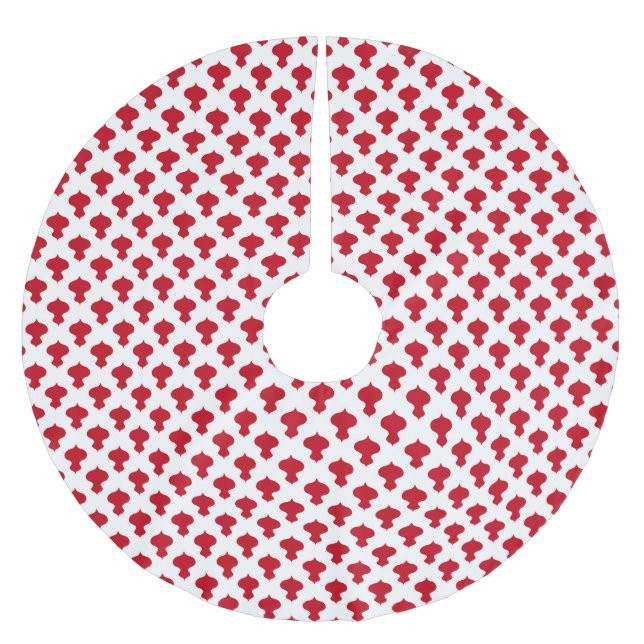 Christmas ornaments red white simple cute pattern brushed polyester tree skirt (Front)