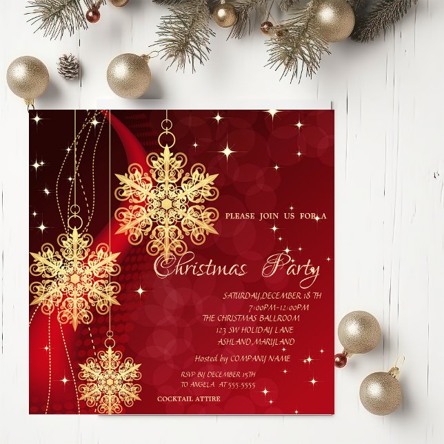 Christmas Ornaments ,RedCorporate Christmas Party Invitation (Creator Uploaded)