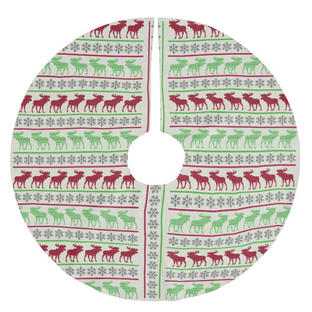 CHRISTMAS ORNAMENTS REINDEER  BRUSHED POLYESTER TREE SKIRT (Front)