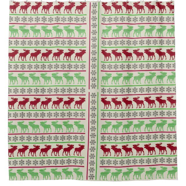 CHRISTMAS ORNAMENTS REINDEER SHOWER CURTAIN (Front)