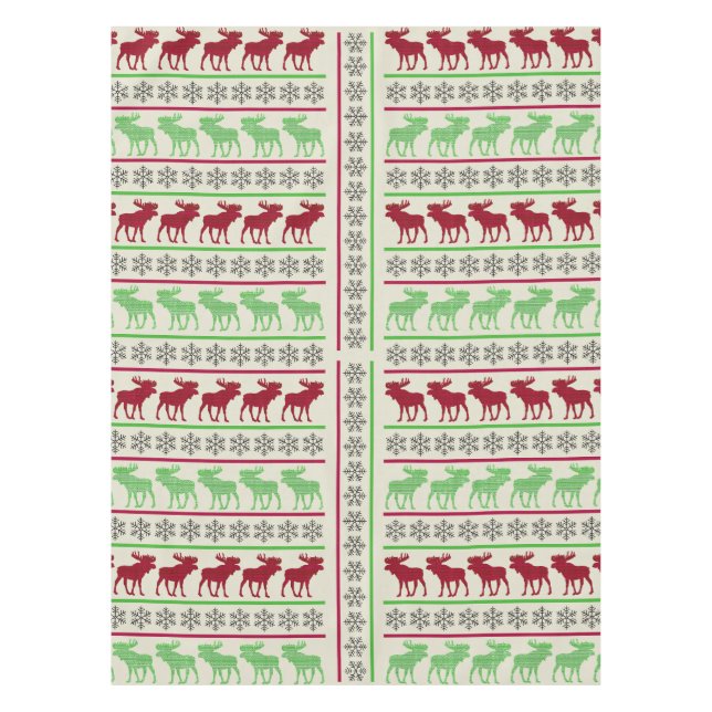 CHRISTMAS ORNAMENTS REINDEER  TABLECLOTH (Front)