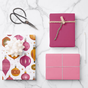 Christmas Ornaments Retro Wrapping Paper Sheet
