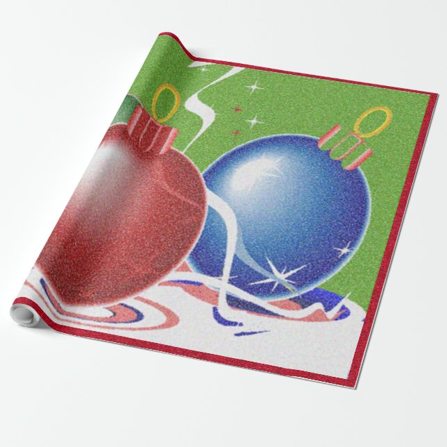 Christmas Ornaments & Ribbon - Wrapping Paper (Unrolled)