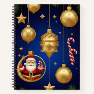Christmas Ornaments Santa Holiday Festive Gift Notebook