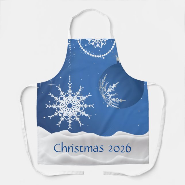 Christmas Ornaments Snowflake 2026 Add Name Apron (Front)