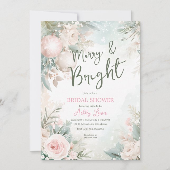 Christmas ornaments, Snowflake bridal shower Invitation (Front)