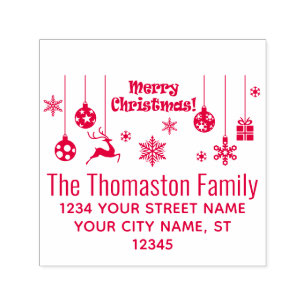 Christmas Ornaments Snowflake Name Return Address Self-inking Stamp