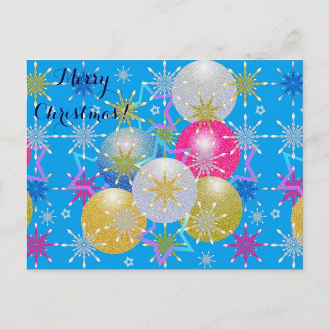 Christmas Ornaments & Snowflakes Holiday Postcard (Front)