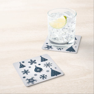 Christmas ornaments square paper coaster
