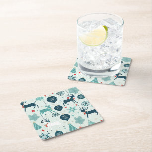 Christmas ornaments square paper coaster