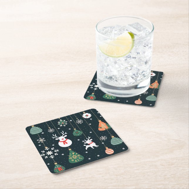 Christmas ornaments  square paper coaster (Insitu)