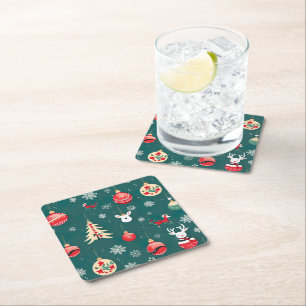 Christmas ornaments  square paper coaster