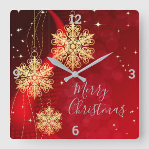 Christmas Ornaments Square Wall Clock