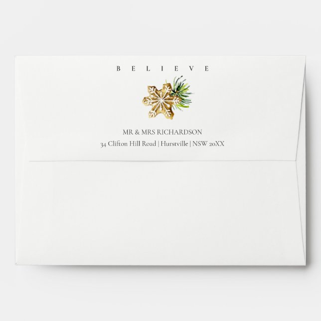 Christmas Ornaments Star Cookie Chime Believe Envelope (Back (Top Flap))