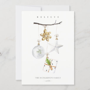 Christmas Ornaments Star Cookie Chime Believe Holiday Card