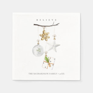 Christmas Ornaments Star Cookie Chime Believe Napkin