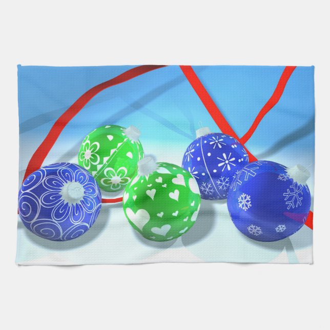 Christmas ornaments tea towel (Horizontal)