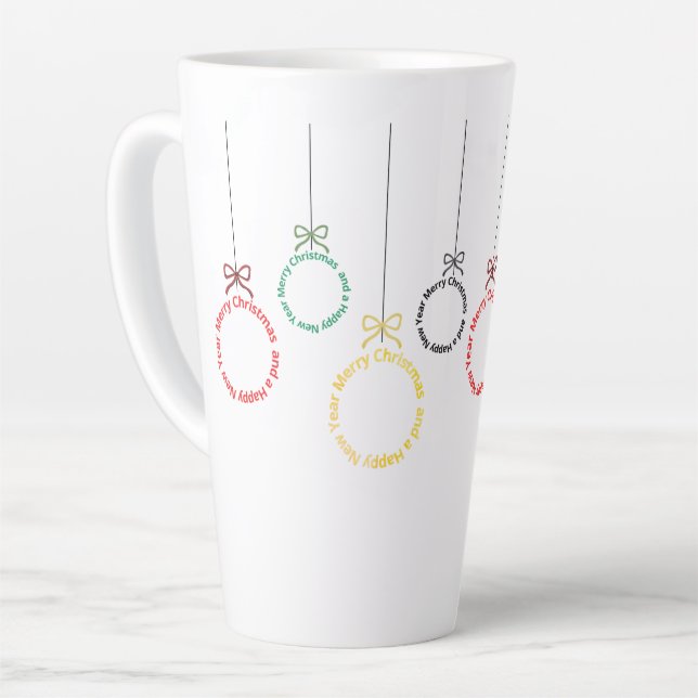 Christmas Ornaments Text Design Latte Mug (Left Angle)