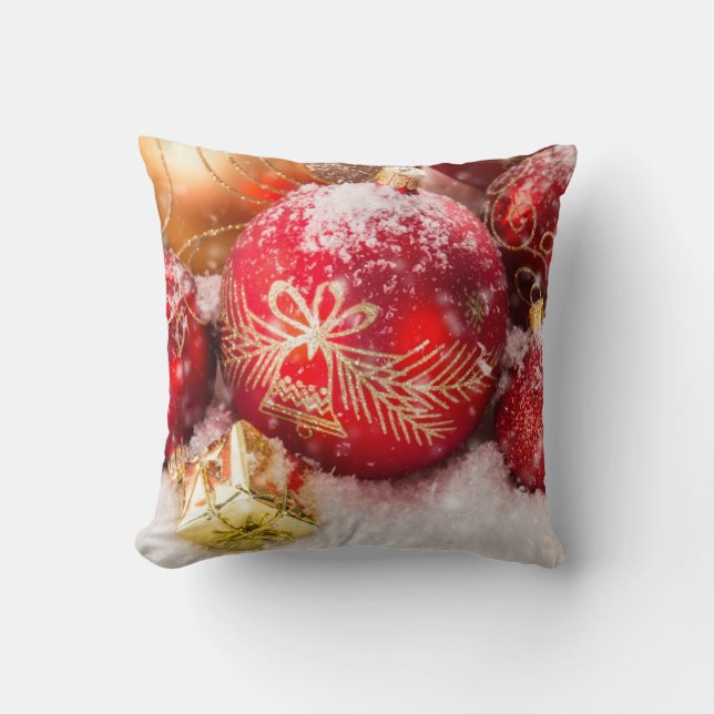 Christmas Ornaments Throw Pillow (Front)