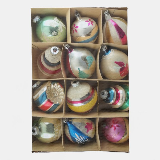 Christmas Ornaments, Vintage, Glass, Favourites  Tea Towel (Vertical)