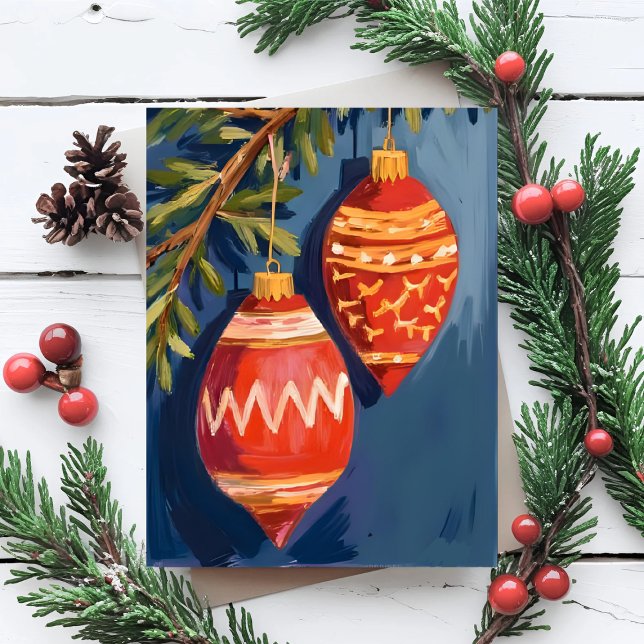 Christmas Ornaments Watercolor Holiday Card (Creator Uploaded)